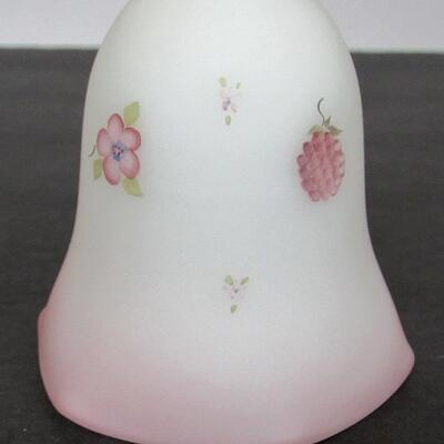 Vintage Fenton Rosaline Hand Painted Satin Glass Bell, Artist Signed 