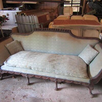 Antique Walnut Frame Empire Design Couch 