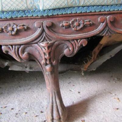 Antique Walnut Frame Empire Design Couch 