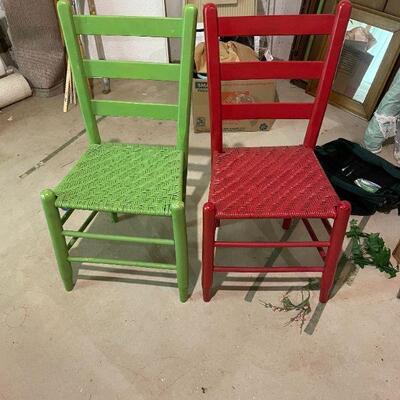 PAIR OF RATTAN SEAT CHAIRS. BUY THEM NOW $25 EACH