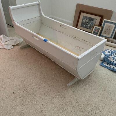 VINTAGE PRIMITIVE CRADLE. 40"L X 17"W. BUY IT NOW $100