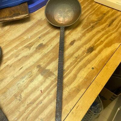 VINTAGE BRASS IRON LADLE DIPPER. BUY IT NOW $14