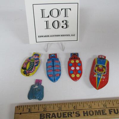 Vintage Tin Clickers and Whistle, Lot of 5