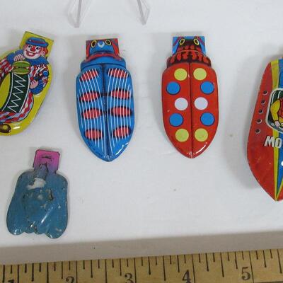 Vintage Tin Clickers and Whistle, Lot of 5