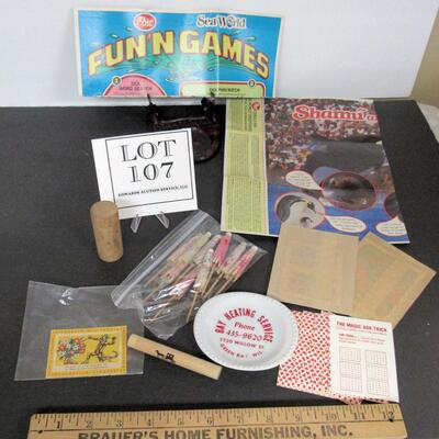 Lot of Vintage Advertising Items and Drink Umbrellas