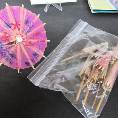 Lot of Vintage Advertising Items and Drink Umbrellas