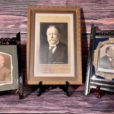 Framed Photos Cabinet Cards US Presidents Taft Cleveland McKinley Inscribed Personalized