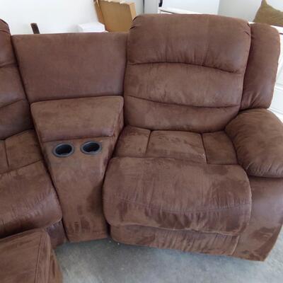 LOT 5  SECTIONAL SOFA WITH RECLINERS, OTTOMAN & STORAGE