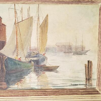 Painting of sailboats by Hulda Werner