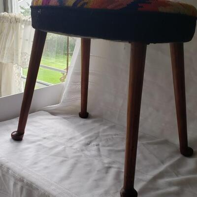 Vintage bohemian needlepoint stool 
