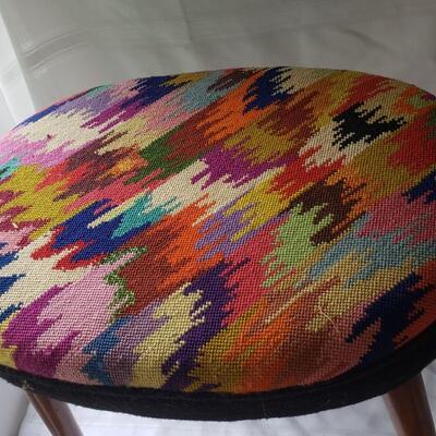 Vintage bohemian needlepoint stool 