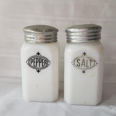 Milk glass salt and pepper shakers