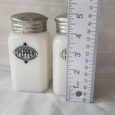 Milk glass salt and pepper shakers
