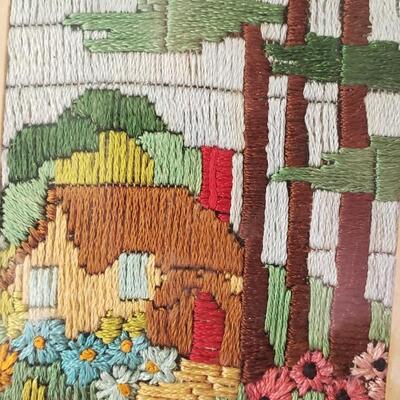 Small embroidery picture framed vintage