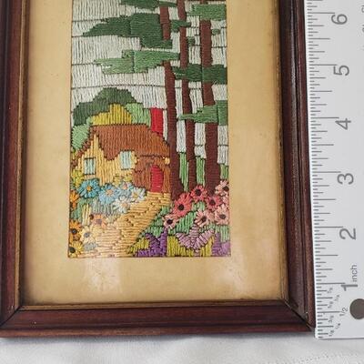 Small embroidery picture framed vintage