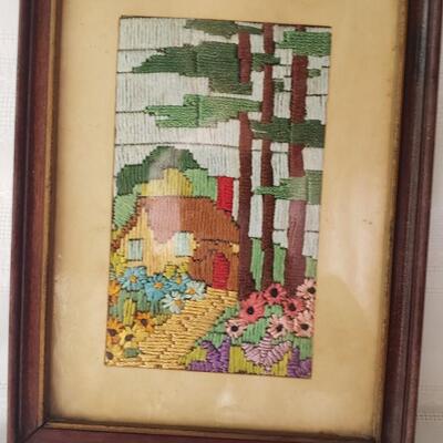 Small embroidery picture framed vintage