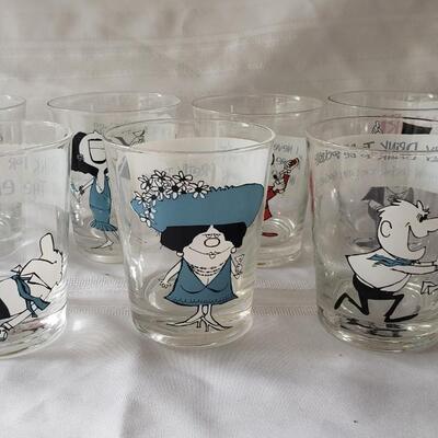 7 vintage gag barware highball glasses