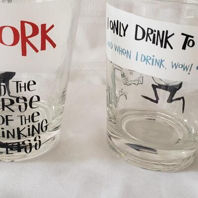 7 vintage gag barware highball glasses
