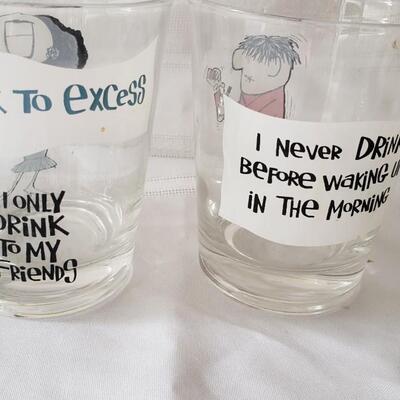 7 vintage gag barware highball glasses