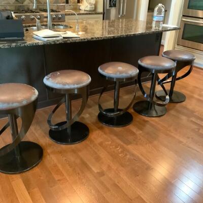  5 x Art Deco Metal Bar Stools