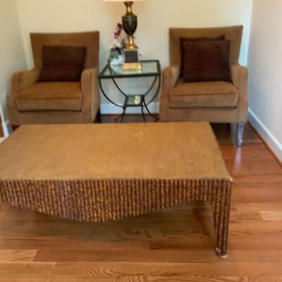 Pair of Accent Chairs with Side Table 