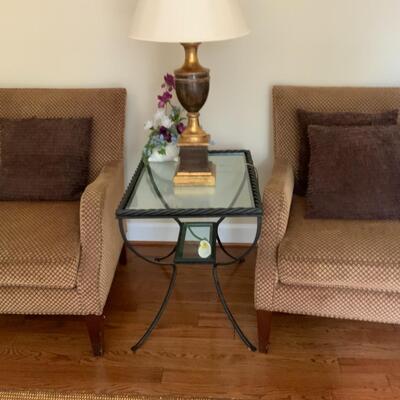 Pair of Accent Chairs with Side Table 