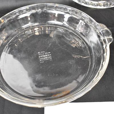 4 Pie Dishes by Pyrex, Clear Glass. Vintage?