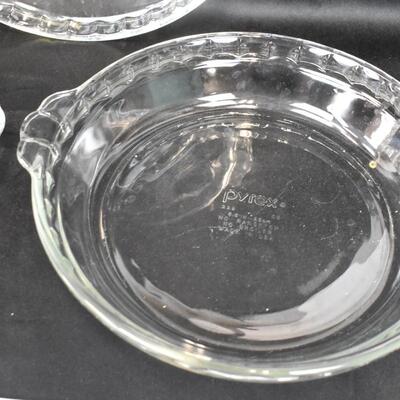 4 Pie Dishes by Pyrex, Clear Glass. Vintage?