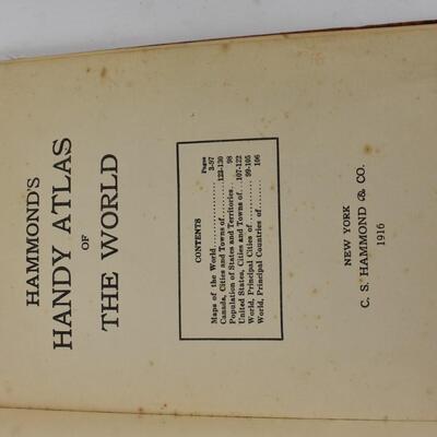 Hammond's Handy Atlas of the World with New Census - Antique 1916