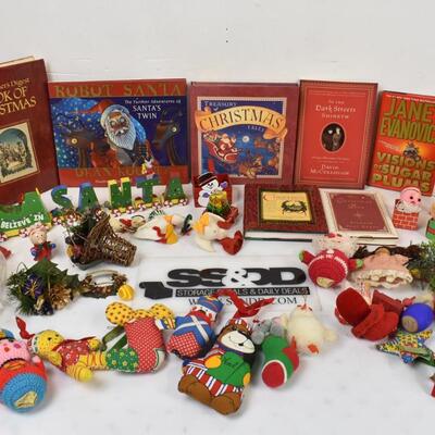 Vintage Christmas Ornaments, Plus 7 Hardcover Christmas Books