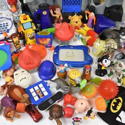Kids Toys Lot: Bat Cave, Laptop Toy, Small Kids Meals Toys (lots are unopened)