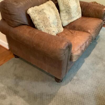 Brown Leather Love Seat 