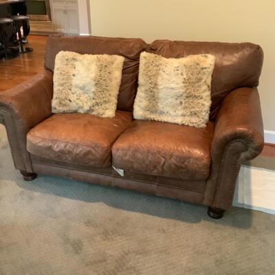 Brown Leather Love Seat 