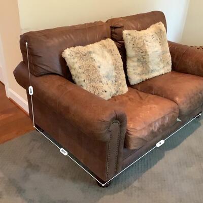 Brown Leather Love Seat 