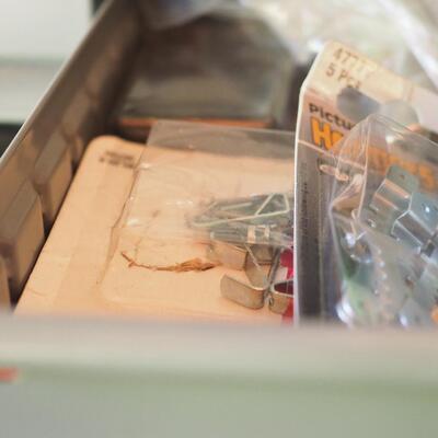 Lot 18 Double drawer set crammed full  of useful garage items
