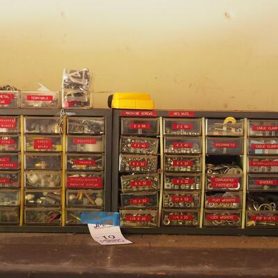 Lot 19 Nuts and bolts in labeled bins