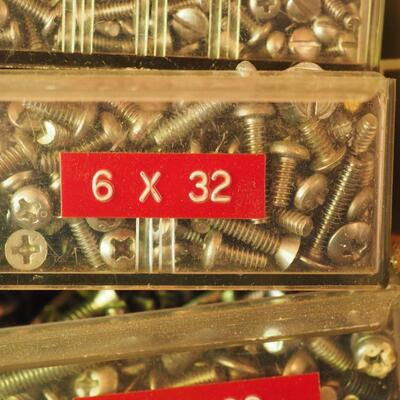 Lot 19 Nuts and bolts in labeled bins