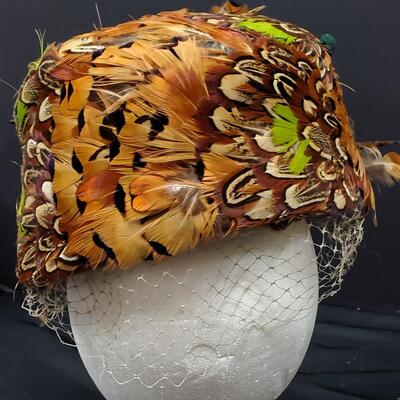 Feathered Pill Box Hat