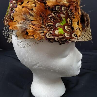 Feathered Pill Box Hat
