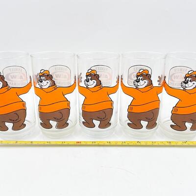 VINTAGE A&W FAMILY RESTAURANT BEAR COLLECTIBLE GLASSES (5)