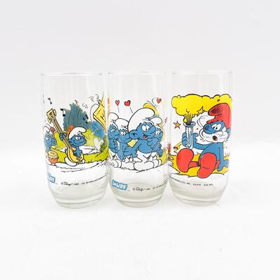 1982 SMURF COLLECTIBLE GLASSES (3)