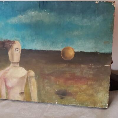 Mysterious painting with bonus painting on the other side on the board