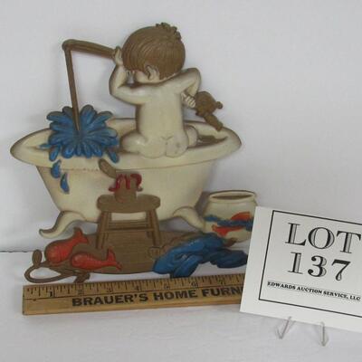 Vintage Sexton Bathroom Wall Plaque, 1973, Metal