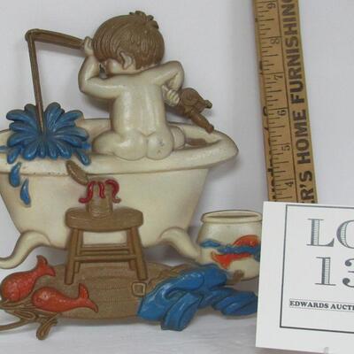 Vintage Sexton Bathroom Wall Plaque, 1973, Metal