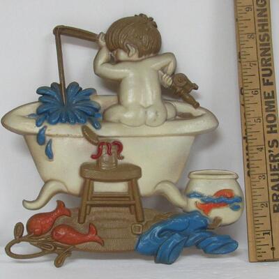 Vintage Sexton Bathroom Wall Plaque, 1973, Metal