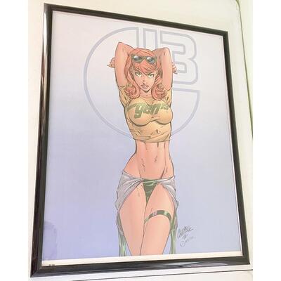 1996 â€œCAITLIN FAIRCHILDâ€ FRAMED POSTER BY J. SCOTT CAMPBELL - FROM "GEN 13" COMIC