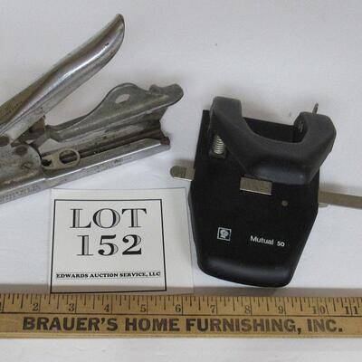 Old Heavy Duty Stapler, Kling Tite AL Hansen Mfg Co, and Good Quaity 3 Hole Punch, Mutual 50