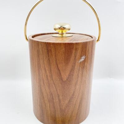 VINTAGE KRAFTWARE FAUX WOOD ICE BUCKET