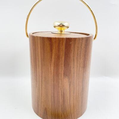 VINTAGE KRAFTWARE FAUX WOOD ICE BUCKET