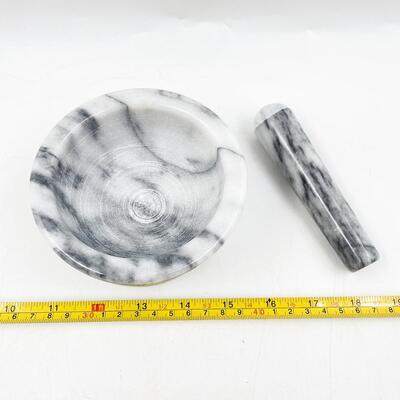 WHITE MARBLE MORTAR AND PESTLE